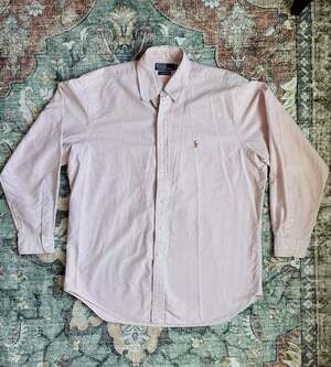Vintage Polo by Ralph Lauren Yarmouth 100% Cotton Oxford Shirt Red White Stripe